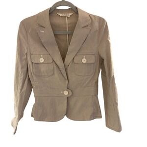 MSSP Max Studio Y2K Pinstripe Blazer Jacket Womens S Beige